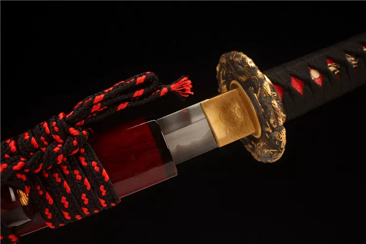 26寸新款长款手工镶贝T10烧刃研磨武士刀打刀——游龙戏珠- 大祚榮刀劔