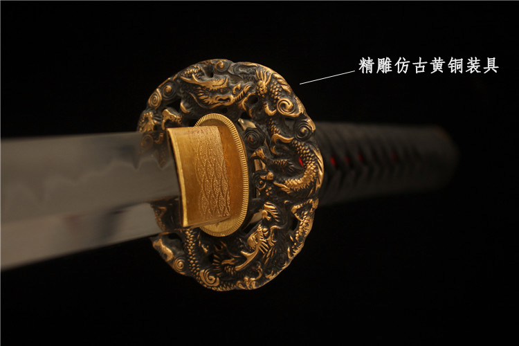 26寸新款长款手工镶贝T10烧刃研磨武士刀打刀——游龙戏珠- 大祚榮刀劔