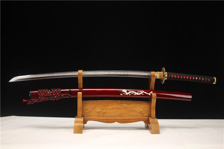 26寸T10烧刃化妆研菩提 古兵器 武具 刀装具 日本刀 模造刀 居合刀 26寸新款长款手工镶贝T10烧刃研磨武士刀打刀——游龙戏珠- 大祚榮