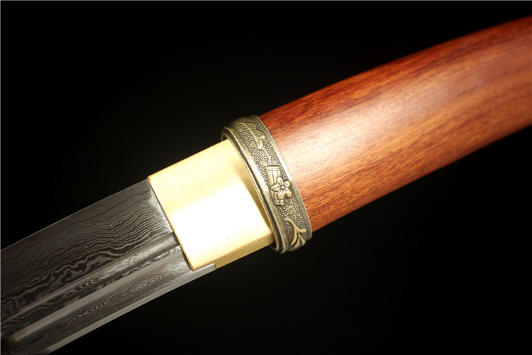 12寸新款花纹钢大V刃酸枝木纯锋利短刀小乌丸短款武士刀- 大祚榮刀劔