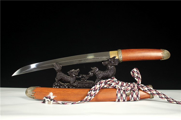 12寸新款花纹钢大V刃酸枝木纯锋利短刀小乌丸短款武士刀- 大祚榮刀劔