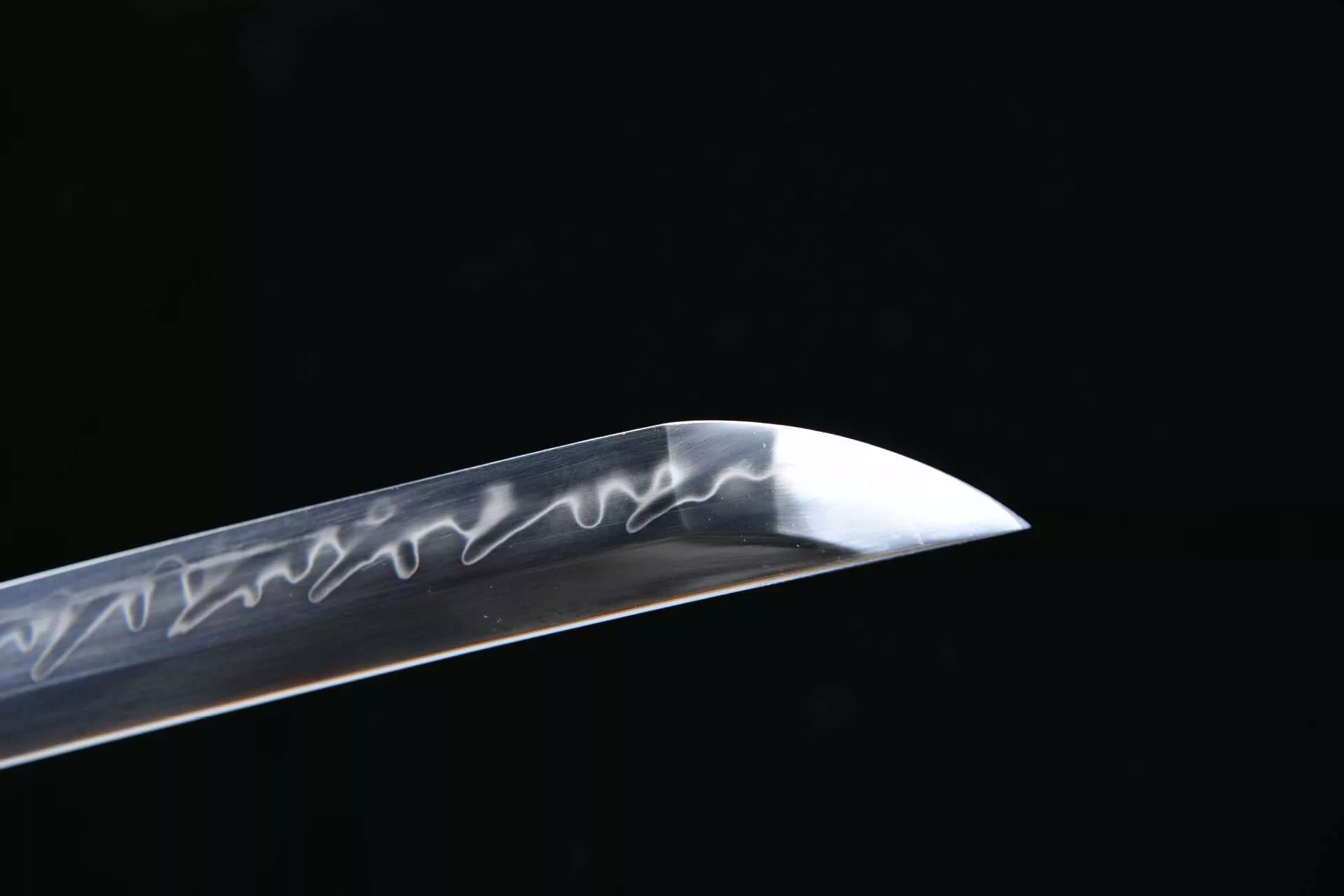 1500 新款手作长款26寸T10烧刃火焰纹手工镜面研磨武士刀——寒光（鱼皮鞘