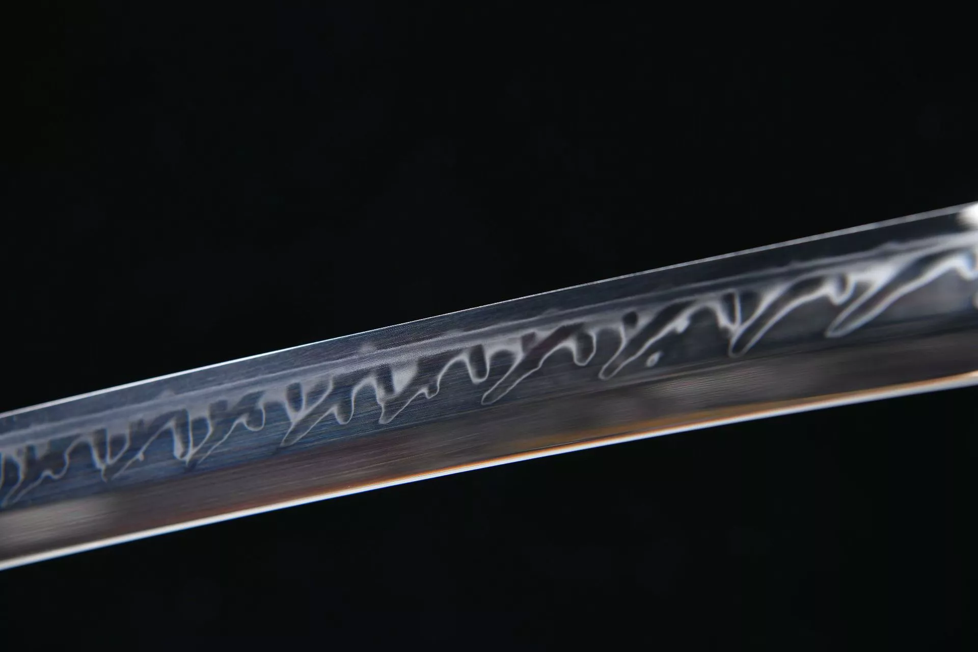 1500 新款手作长款26寸T10烧刃火焰纹手工镜面研磨武士刀——寒光（鱼皮鞘