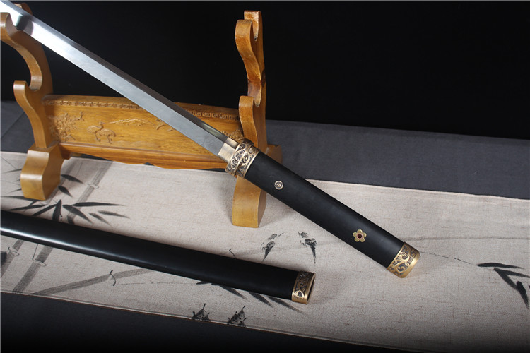 26寸精品乌木纯铜一体剑装旋焊花纹钢唐刀——断水唐刀- 大祚榮刀劔대조영