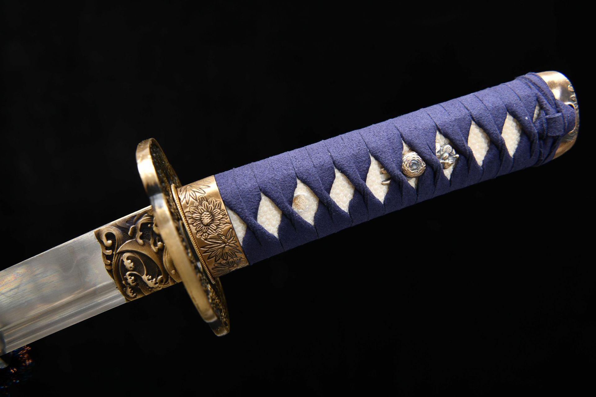 720 新款手作短款12寸T10烧刃武士刀—百花短刀 编号