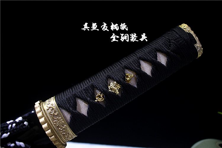 12寸短款精品铜装T10烧刃肋差双槽鹈首造短武士刀-白鸿- 大祚榮刀